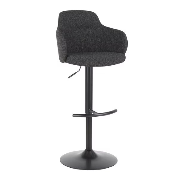 Upholstered Boyne Bar Stool, Lumisource, Mfr#: BS-BOYNEUP BKDGY